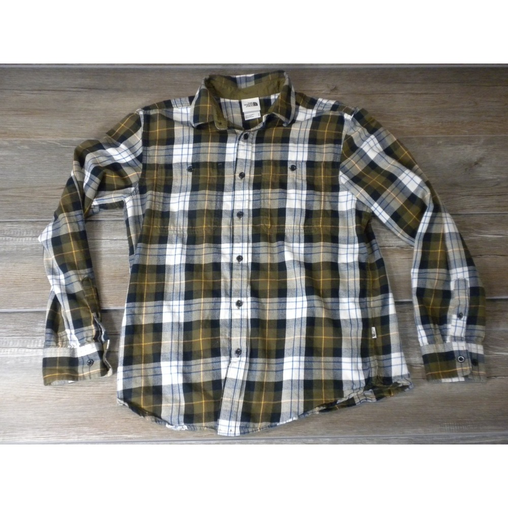 The North Face Arroyo Shirt Mens M Green Plaid Lightweight Flannel Granola Trail